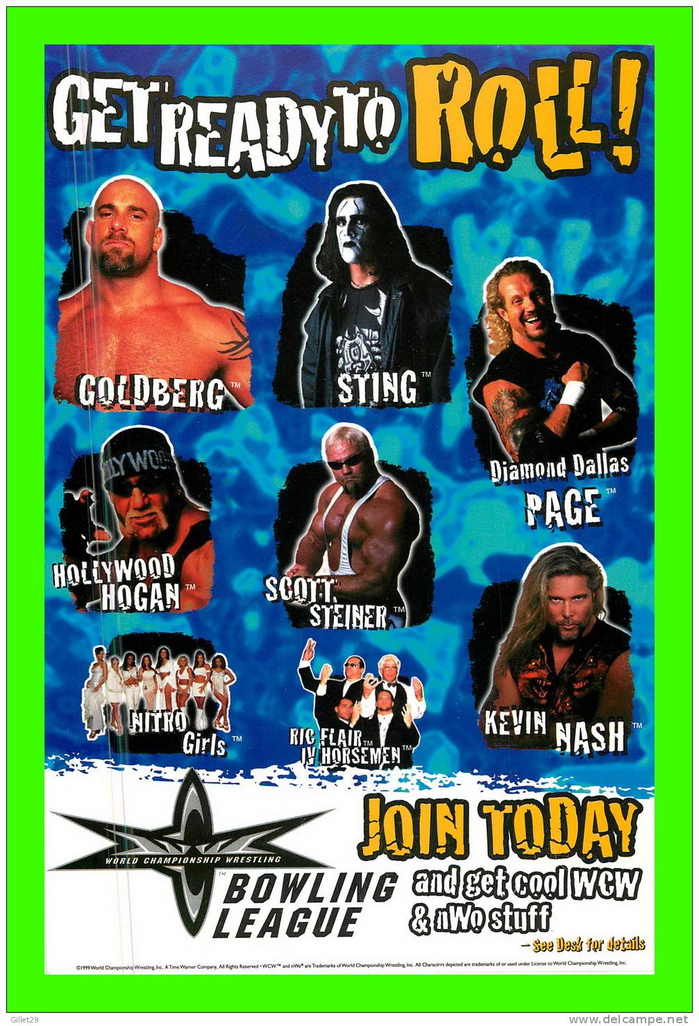 WCW BOWLING LEAGUE - GOLDBERG, STING, HOGAN, STEINER, NASH - DIMENSION 13 X 19 Cm - - Bowling