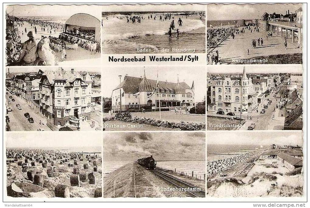 AK 17 Nordseebad Westerland/Sylt Mehrbild 9 Bilder Strand 13.8.63 WESTERLAND Webestempel WESTERLAND ZU JEDER JAHRESZEIT - Sylt