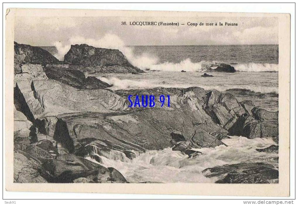 Lot De 3 CPA -Locquirec -Coup De Mer Sur La Pointe- La Roche Tombée, Les Aiguilles - Fortin Et La Villa Ker Anna - 5707 - Locquirec