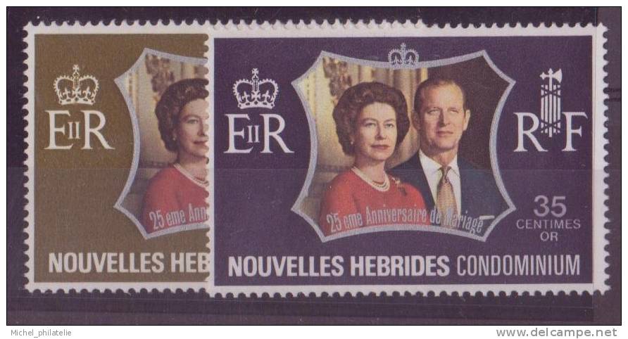 NOUVELLES-HEBRIDES N° 354/55** NEUF SANS CHARNIERE  NOCES D'ARGENT DES SOUVERAINS BRITANIQUES - Unused Stamps