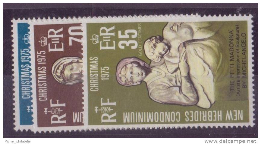 NOUVELLES-HEBRIDES N° 418/20** NEUF SANS CHARNIERE  NOEL SCULPTURES  LEGENDE ANGLAISE - Unused Stamps