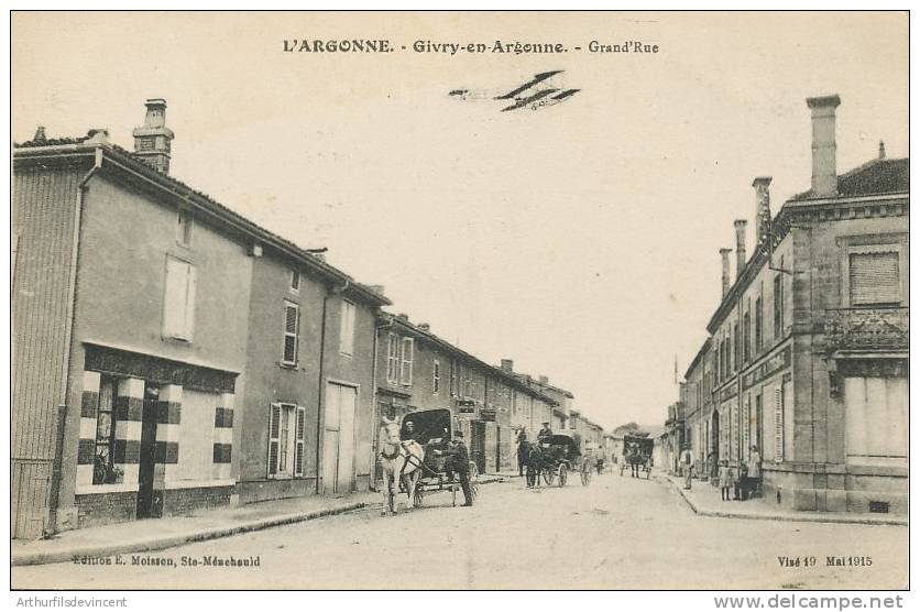 GIVRY En Argonne LA GRAND RUE Animée à Voir --magasins -avion - Givry En Argonne