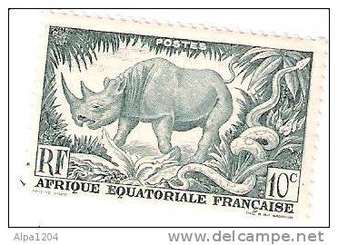 AFRIQUE EQUATORIALE FRANCAISE - THEME "FAUNE" RF 10 C  NON OBLITERE - Rhinoceros