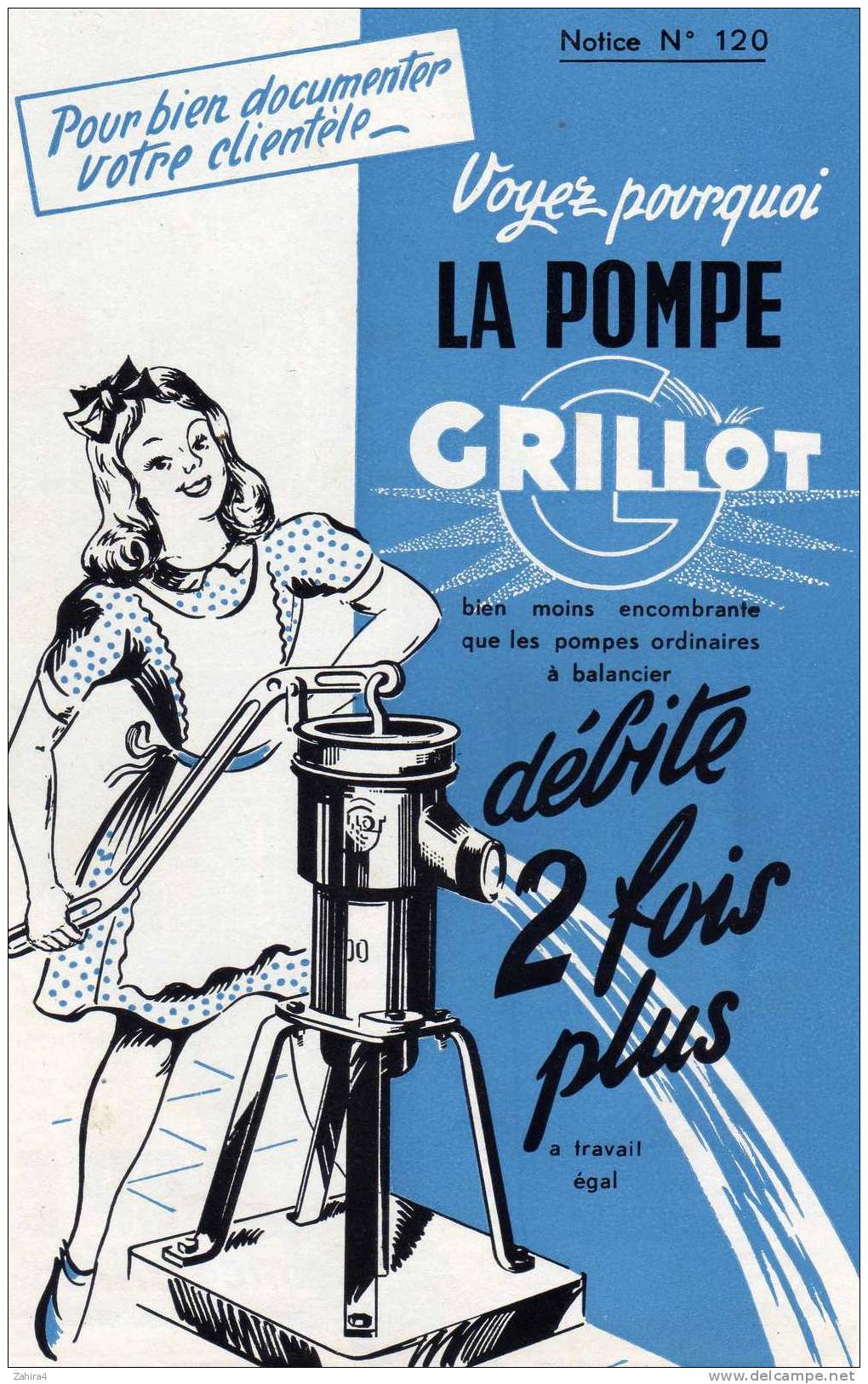 Pompe Provencale GRILLOT Avignon  1960   Débite 2 Fois Plus - Publicités