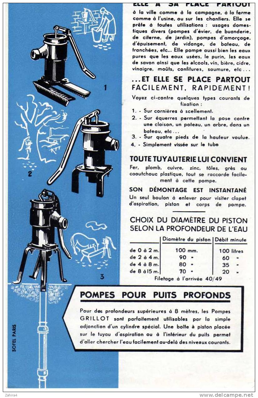 Pompe Provencale GRILLOT Avignon  1960   Débite 2 Fois Plus - Publicités