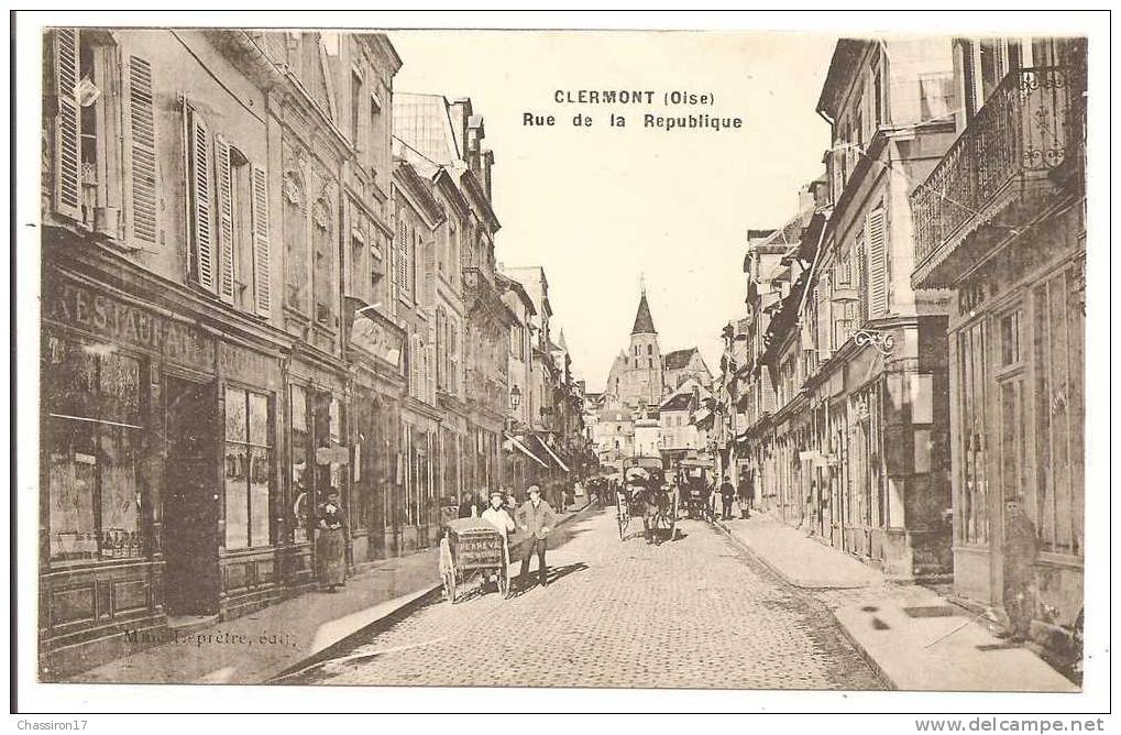 60 -  CLERMONT  -  Rue De La République  - Animée Petit Livreur De La Maison Perreve Avec Sa Carriole - Clermont