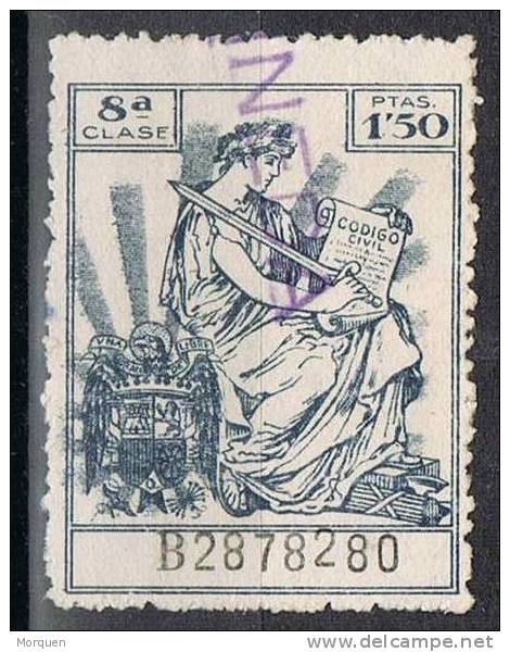 Poliza 8º Clase, 1,50 Pesetas. Fiscal Estado Español - Revenue Stamps