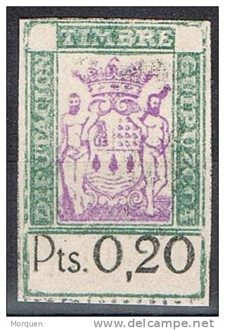 Timbre Diputacion Guipuzcoa, 20 Cts Verde Y Lila Claro - Steuermarken