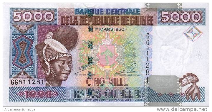 GUINEA  SET/JUEGO  100,500,1.000,5.000  FRANCOS  KM#35-38     SC/UNC/PLANCHA     DL-7575