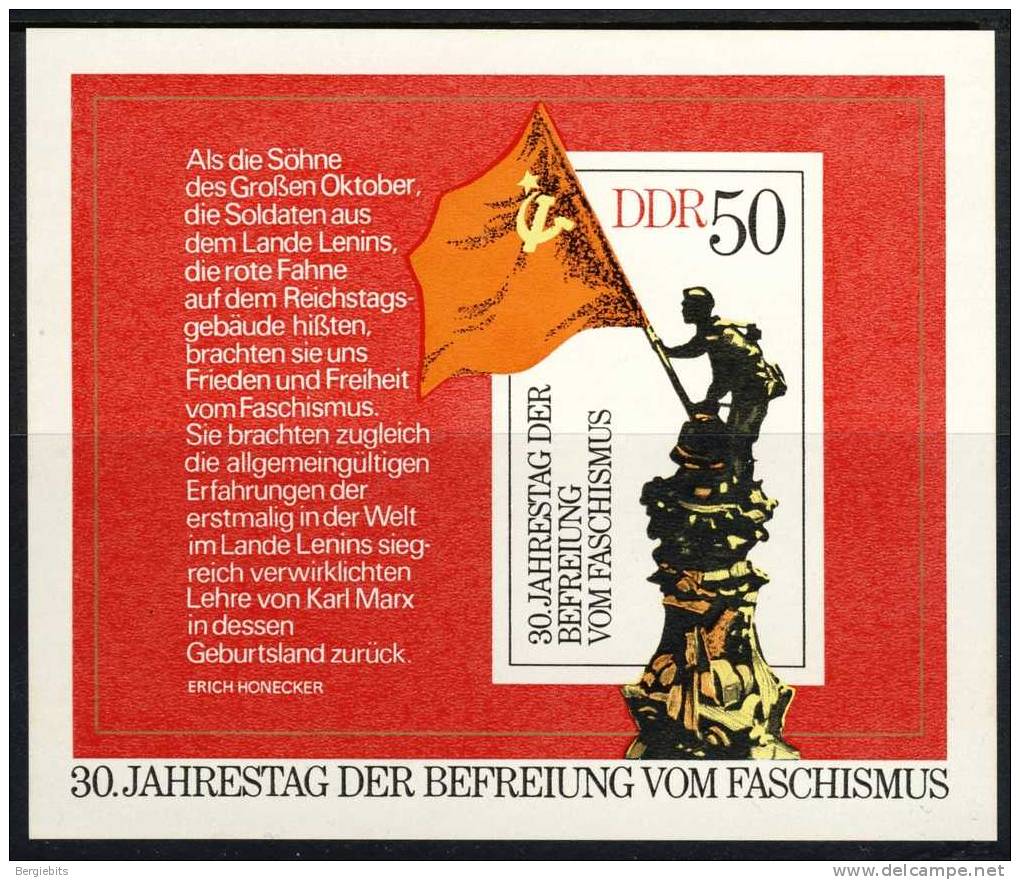 1975 GDR Complete MNH Souvenir Sheet Of 1 Stamp " Liberation " - Other & Unclassified