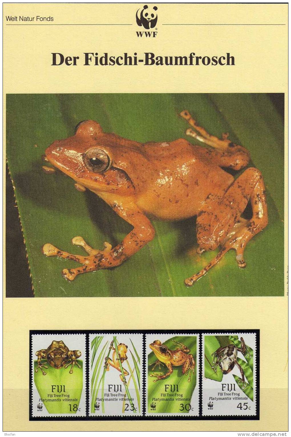 WWF-Set 72 Fidschi Insel 586/9 ** 26€ Baum-Frosch Mit Dokumentation 1988 Fauna Of Oceanien - Fiji (1970-...)