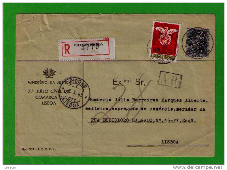 Gc938 PORTUGAL Sports Football Soccer "Sport Lisboa BENFICA Stamp" Additional Stamp On SR Official Reg. Cover RARE - Famous Clubs