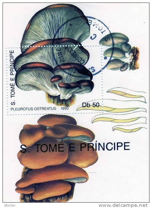 WWF 1990 Pilze St.Thomas-Islands Prinzen-Insel 1190+Block 237 O 10€ Rauchblättriger Schwefelkopf Bloc Ms Sheet Bf Africa - São Tomé Und Príncipe