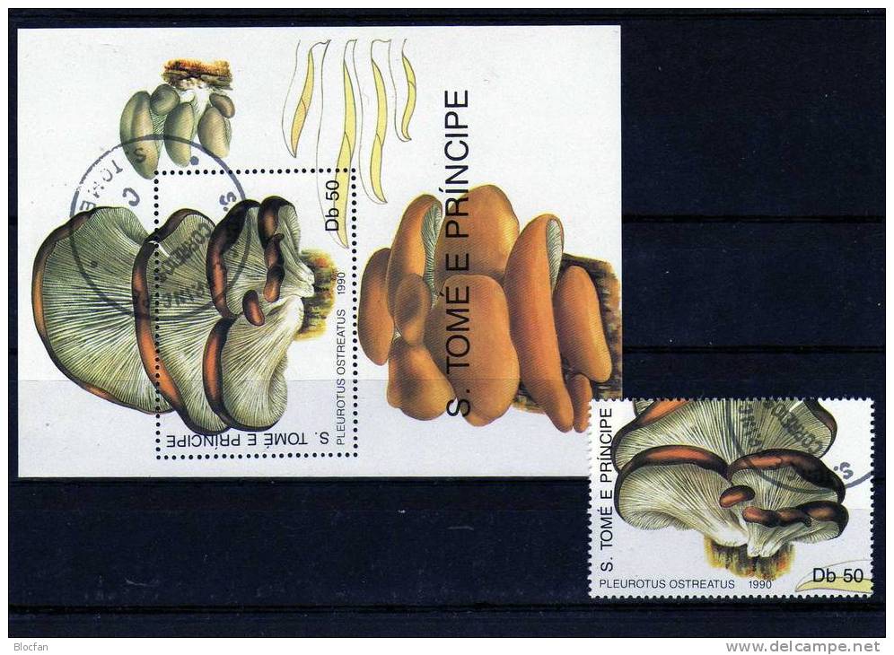 WWF 1990 Pilze St.Thomas-Islands Prinzen-Insel 1190+Block 237 O 10€ Rauchblättriger Schwefelkopf Bloc Ms Sheet Bf Africa - São Tomé Und Príncipe