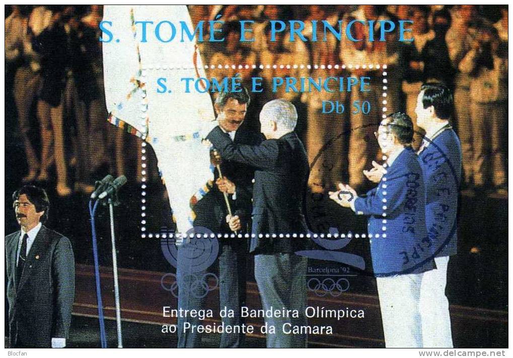 Olympiade Seoul 1988 St.Thomas-Island Prinzen-Insel 1084 Plus Block 184 O 22€ Flagge Olympic Bloc Flag Sheet From Africa - Sao Tome Et Principe