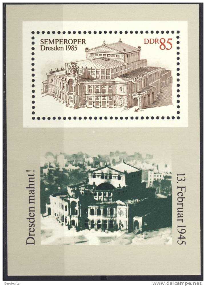 1985 GDR   Complete MNH Souvenir Sheet Of 1 Stamp  " DRESDEN REMINDS " - Other & Unclassified