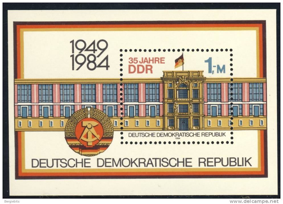 1984 GDR   Complete MNH Souvenir Sheet Of 1 Stamp  " 35 Years DDR " - Other & Unclassified