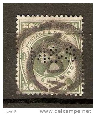 Great Britain  1887-1900  QV. 1s   (o) SG.211 (perfin) - Gezähnt (perforiert)