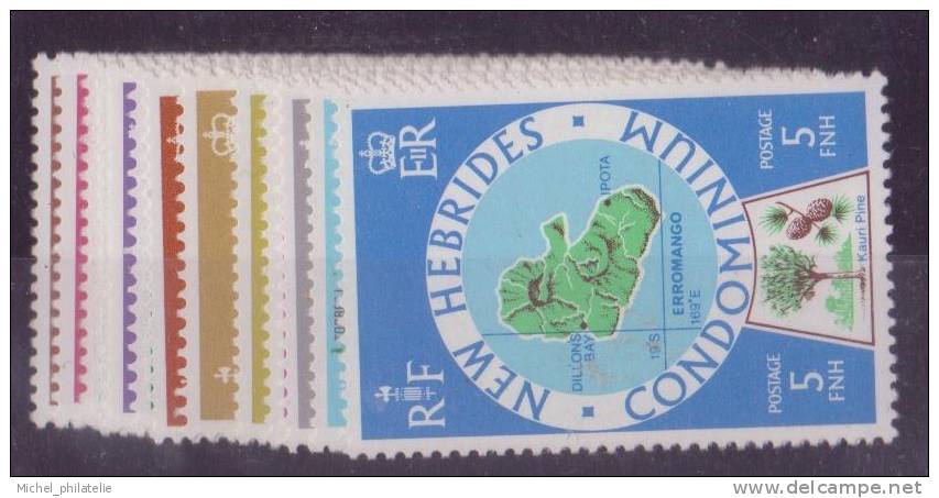 NOUVELLES-HEBRIDES N° 508/20** NEUF SANS CHARNIERE  CARTOGRAPHIE DES ILES   LEGENDE ANGLAISE - Unused Stamps