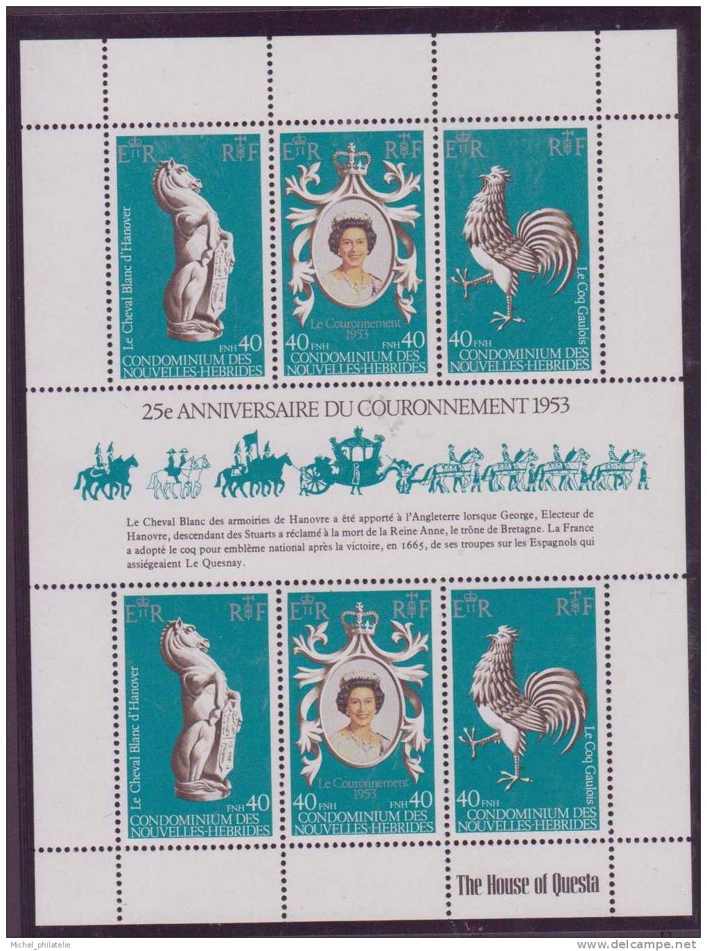 NOUVELLES-HEBRIDES N° 537A** NEUF SANS CHARNIERE  LE FEUILLET DE DEUX TRIPTYQUES - Neufs