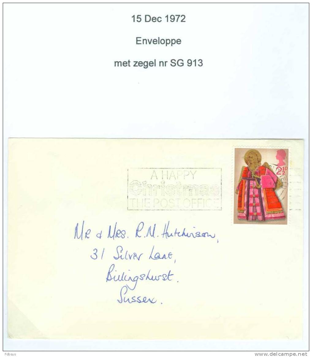 1972 SG 913 ENVELOPPE  TO BILLINGSHURST  - STAMP XMAS  ENGEL ANGEL - - BOX CANCELL. - Non Classés