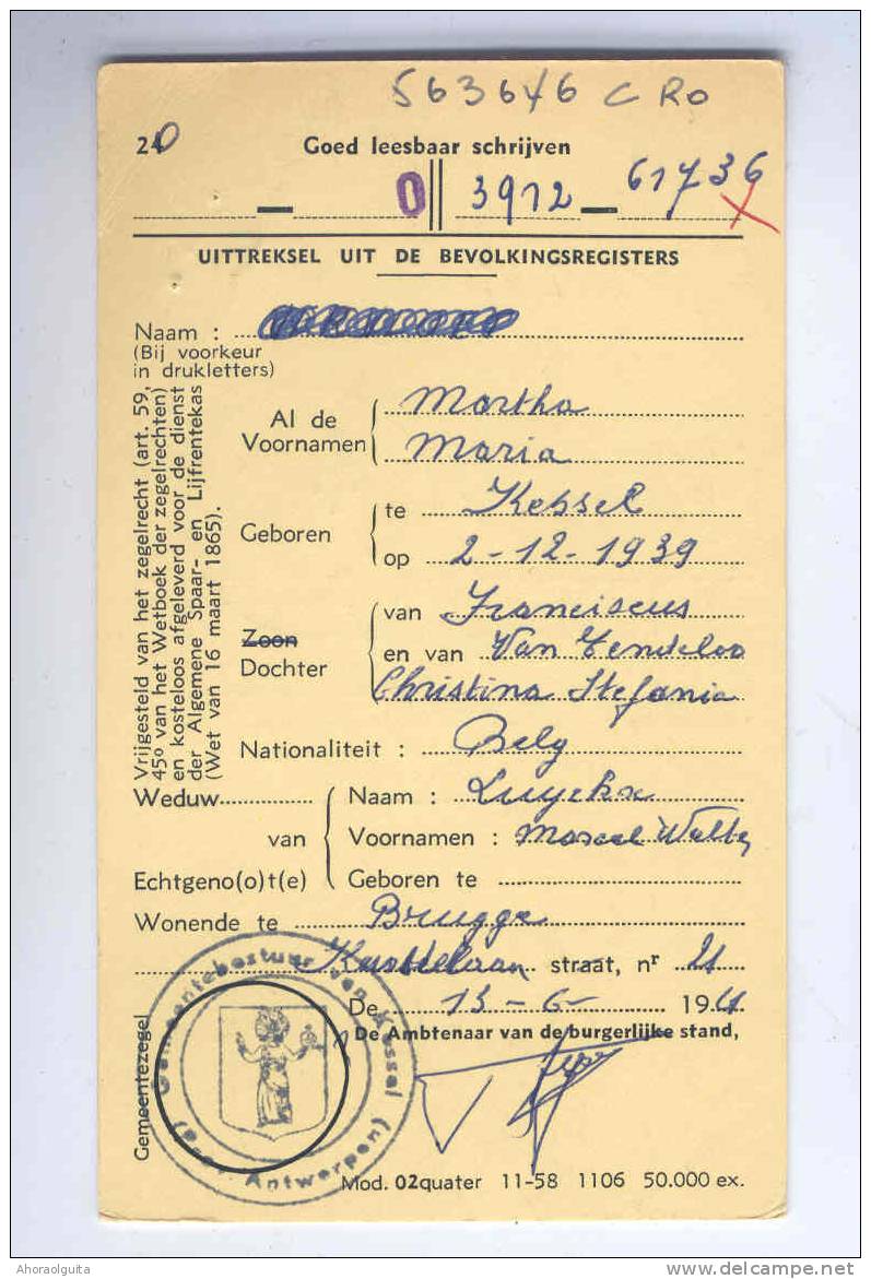 Carte Caisse De Retraite KESSEL LIER 1961 -  Cachet De La Commune Au Verso --  OO/007 - Dépliants De La Poste