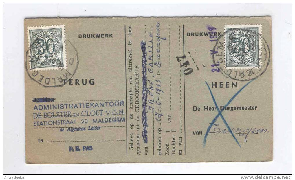 Histoire Postale De MALDEGEM 1947/84 - Cachets Différents - 3 X Cartes ASLK  , 2 Entiers Postaux --  OO/014 - Dépliants De La Poste