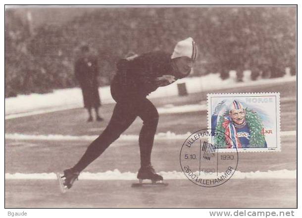 NORVEGE  CARTE MAXIMUM  NUM.YVERT 1012 JEUX OLYMPIQUES LILLEHAMER DE 1994 SPORT - Maximum Cards & Covers