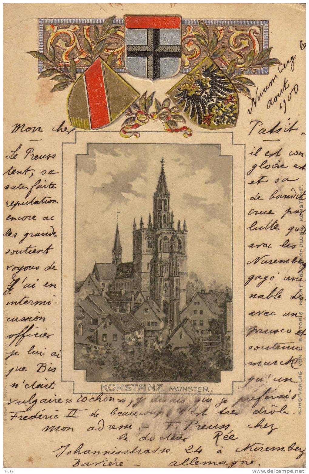 KONSTANZ MUNSTER CARTE GAUFFRE PRECURSEUR - Muenster