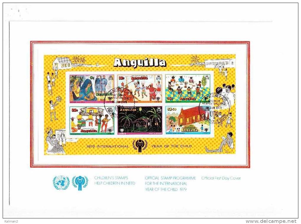 38   -  I.Y.C.-ANNO INTERNAZIONALE DEL FANCIULLO  1979   -  ANGUILLA   -    FDC   Mi.  329/34 + Bl. 23 - Anguilla (1968-...)