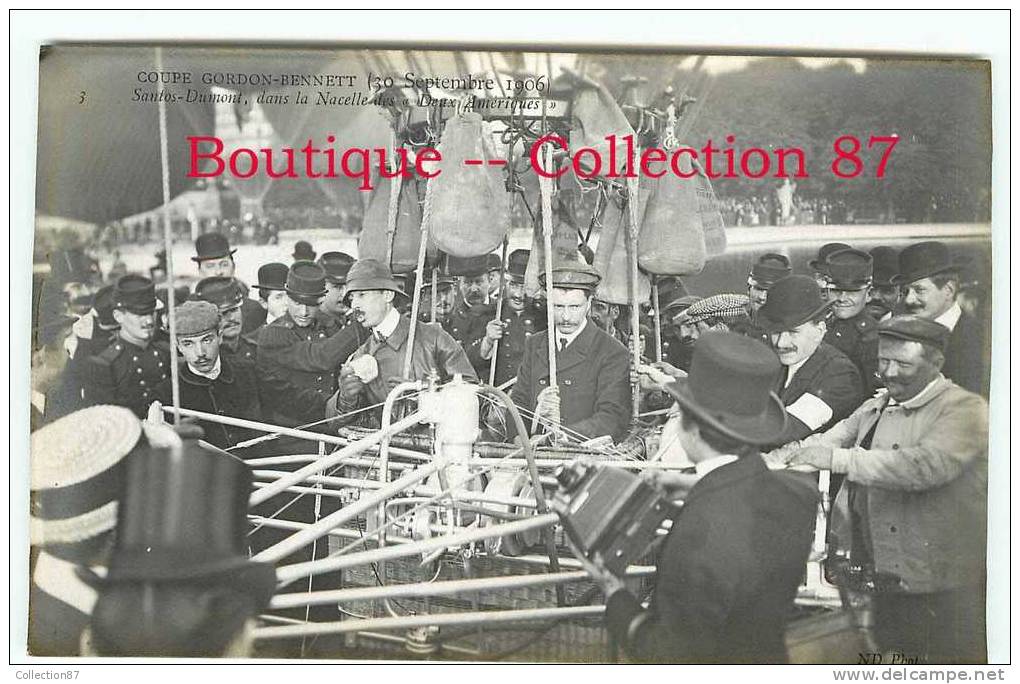 RARE - SANTOS DUMONT - COUPE GORDON BENNETT 1906 - SERIE COMPLETE 10 CARTES - BALLON - MONTGOLFIERE - Globos