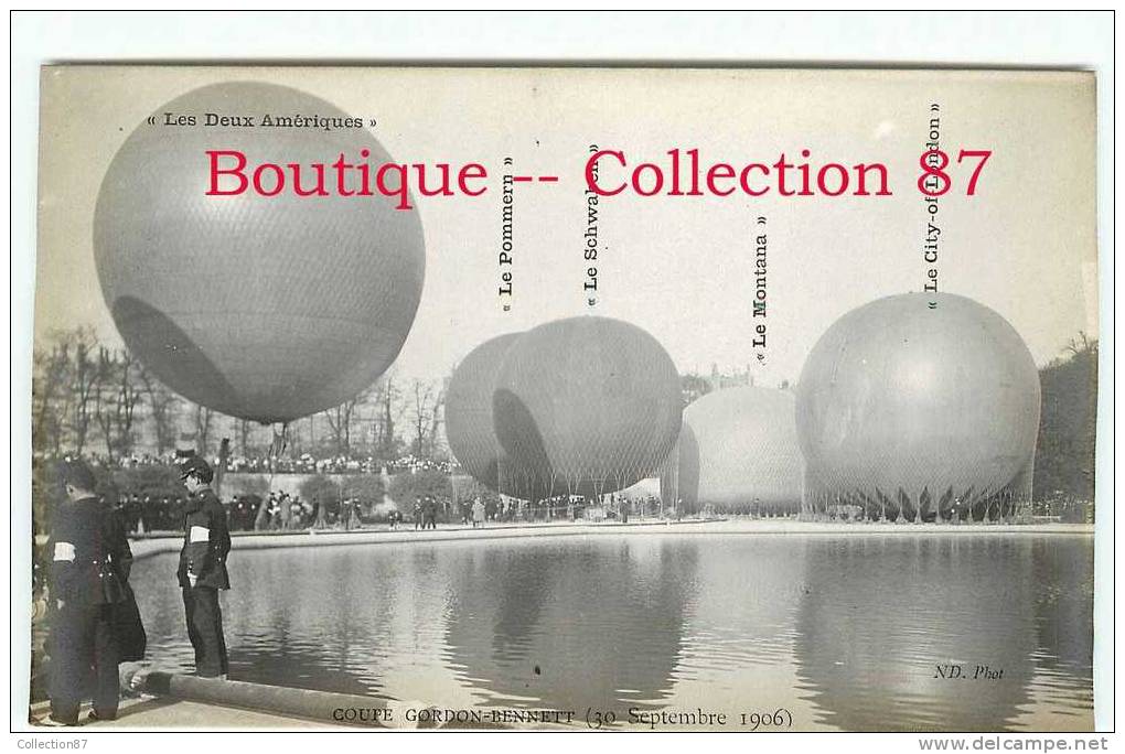 RARE - SANTOS DUMONT - COUPE GORDON BENNETT 1906 - SERIE COMPLETE 10 CARTES - BALLON - MONTGOLFIERE