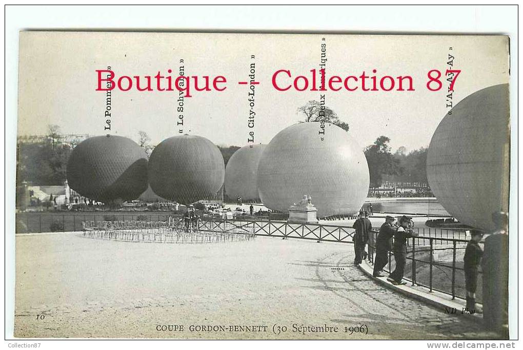 RARE - SANTOS DUMONT - COUPE GORDON BENNETT 1906 - SERIE COMPLETE 10 CARTES - BALLON - MONTGOLFIERE