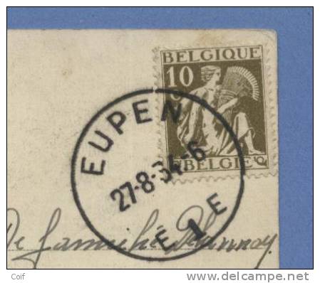 337 Op Kaart Met Stempel EUPEN (Oostkantons) (cantons De L´Est) - 1932 Ceres And Mercurius