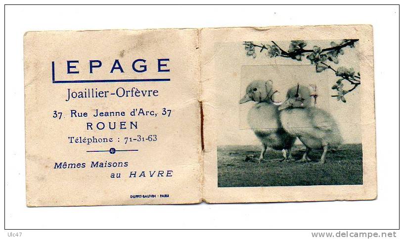 - PETIT CALENDRIER (6cmx6cm) De 1957 - LEPAGE.  Joaillier-Orfèvre. Rouen Et Le Havre. - Scan - - Formato Piccolo : 1941-60