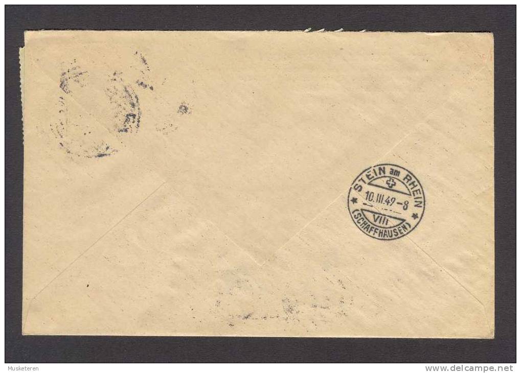 Bulgaria Par Avion Label NENO NIKOLOW RAKOW Culture Nationale, Sofia Registered Cover 1949 To Stein Am Rhein Schweiz - Storia Postale