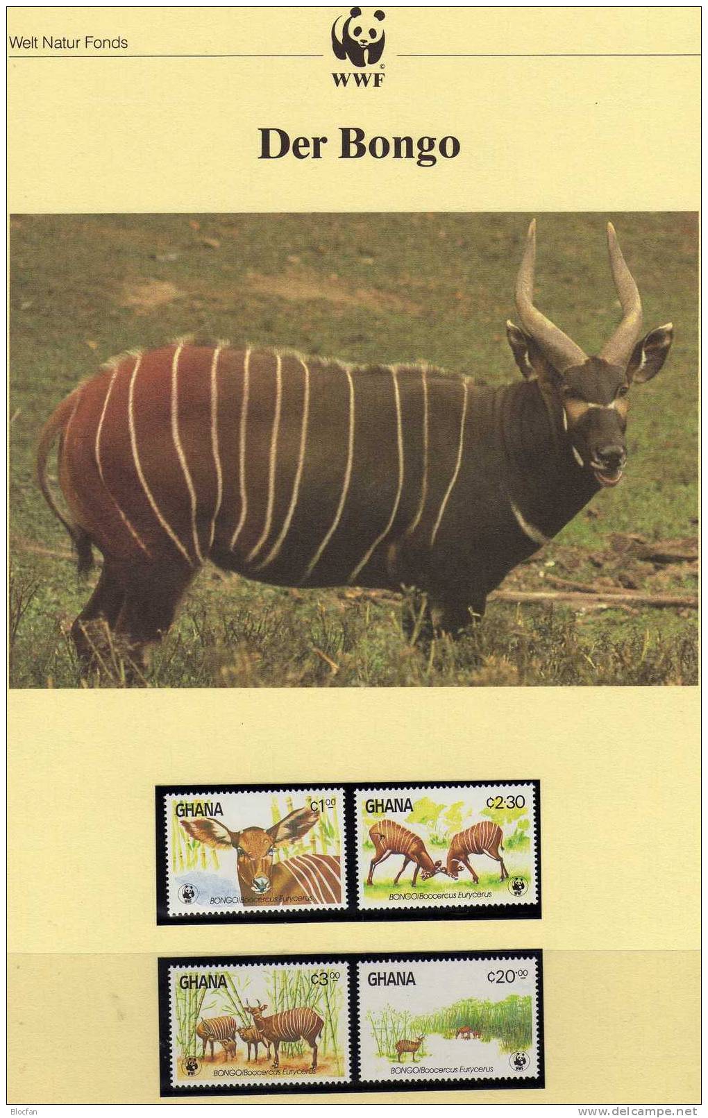 WWF-Set 15 Ghana 1060/3 **,4FDC+4MKt. 37CHF Bongo Antilope Der Steppe Dokumentation 1984 Cover Maxicard Set Of Africa - Lettres & Documents
