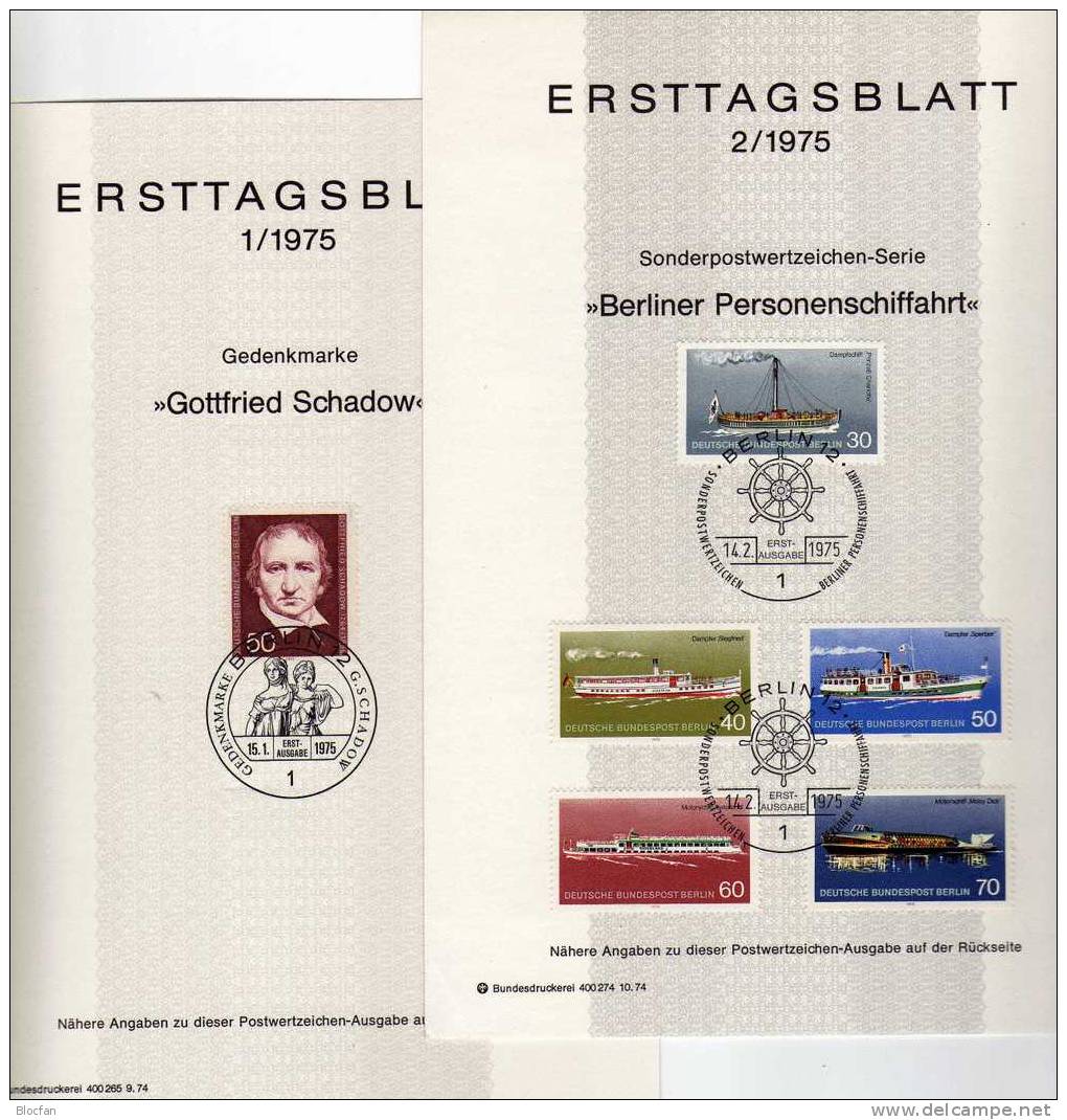 I. Quartal 1975 ETB Schadow Schiffe Berlin 482-487 SST 4€ Berliner Ersttagsblätter Document From Germany - Autres (Mer)