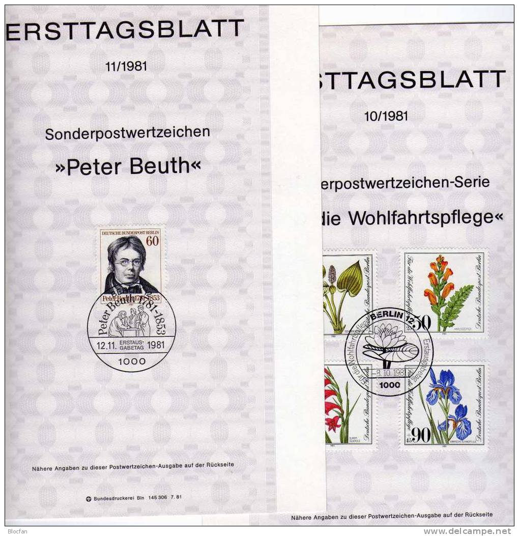 Jahrgang ETB 1981 Dichter Arnim - Weihnachten Berlin 637-658 SST 17€ Berliner Ersttagsblätter documentation from Germany