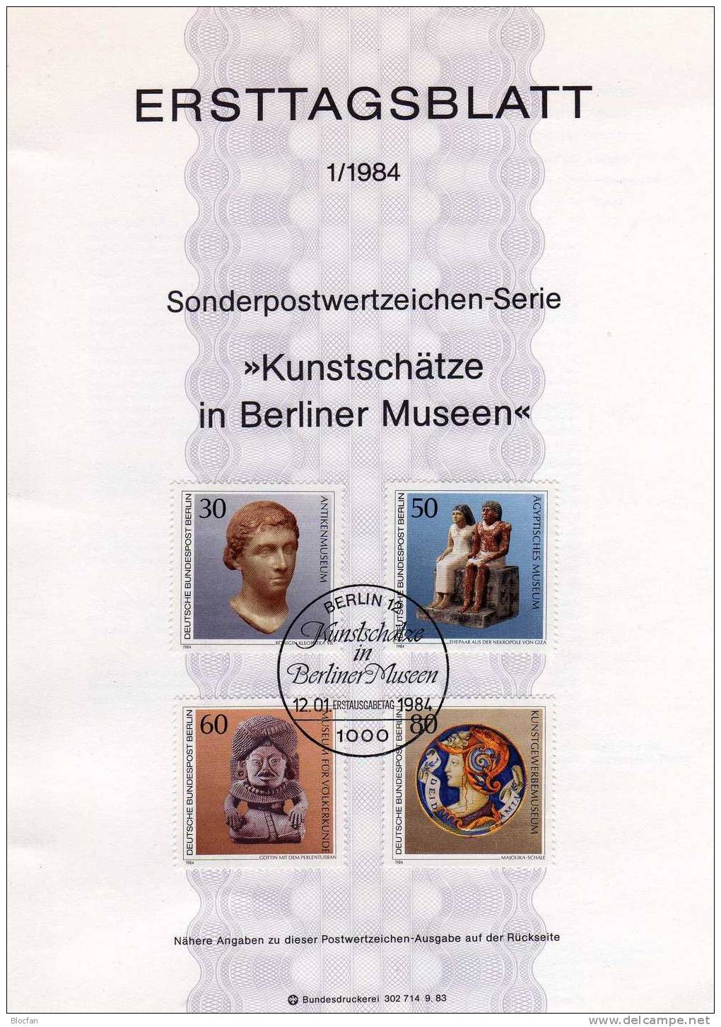 Jahrgang 1984 ETB Museums-Kunst Bis Weihnachten Berlin 708-729 SST 26€ Berliner Ersttagsblatt Document From Germany - Mezclas (min 1000 Sellos)