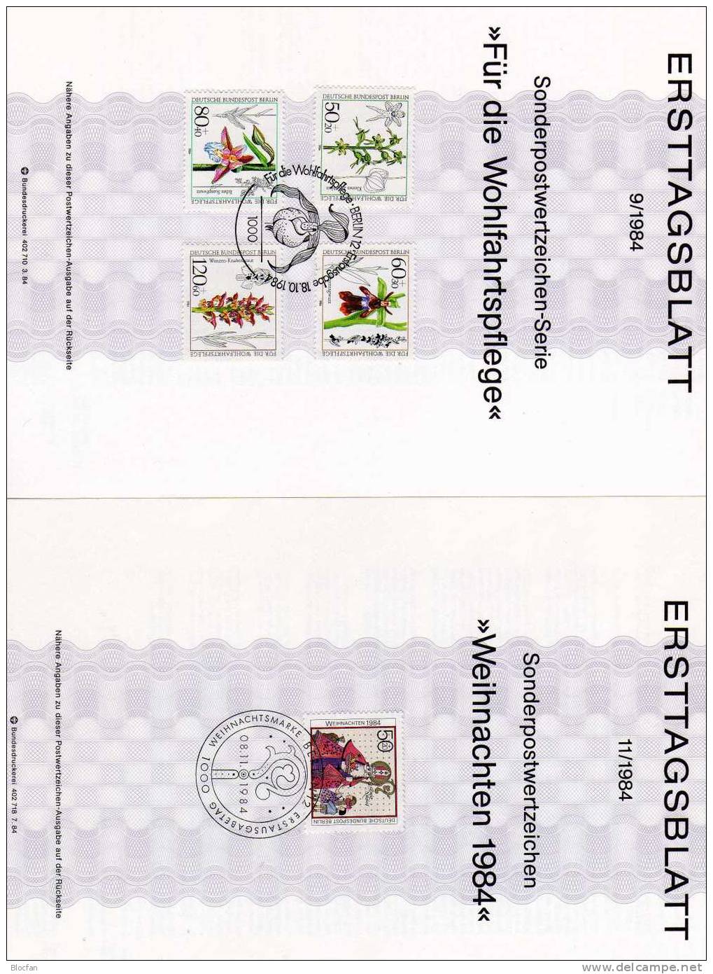 Jahrgang 1984 ETB Museums-Kunst bis Weihnachten Berlin 708-729 SST 26€ Berliner Ersttagsblatt document from Germany