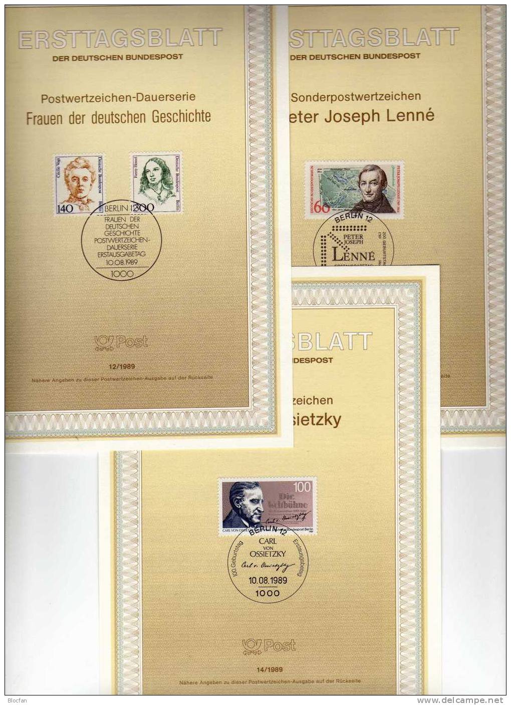 1989 III.Quartal ETB Frauen Reuter Funkausstellung Lenne Ossietzky Berlin 844-851 SST 62€ Ersttagsblatt Document Germany - 1er Día – FDC (hojas)