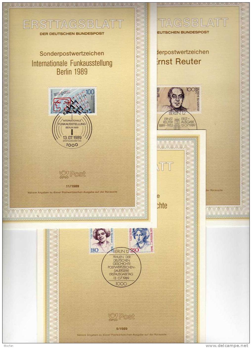 1989 III.Quartal ETB Frauen Reuter Funkausstellung Lenne Ossietzky Berlin 844-851 SST 62€ Ersttagsblatt Document Germany - 1er Día – FDC (hojas)