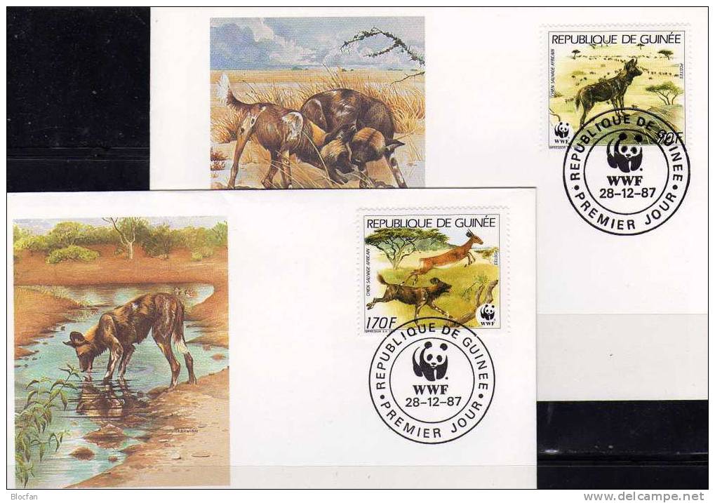 WWF-Set 58 Guinea 1114/7 4FDC 16€ Wilder Hund Aus Afrika Mit Dokumentation - Milieubescherming & Klimaat