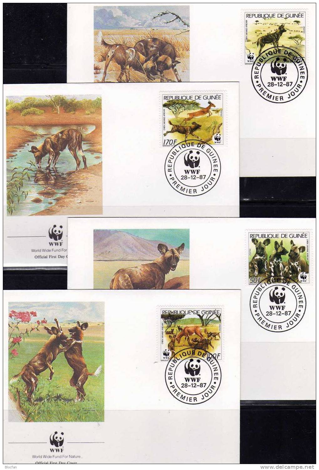 WWF-Set 58 Guinea 1114/7 4FDC 16€ Wilder Hund Aus Afrika Mit Dokumentation - Protection De L'environnement & Climat