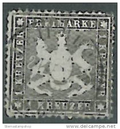 GERMAN WURTLEMBERG - 1859 COAT OF ARMS 1k Brown - V1916 - Oblitérés