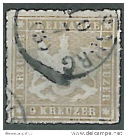 GERMAN WURTLEMBERG - 1863 COAT OF ARMS 9k Brown - V1917 - Oblitérés