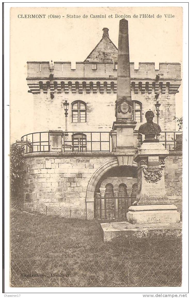 60 -  CLERMONT  -  Statue De Cassini Et Donjon De L´ Hôtel-de-Ville - Clermont