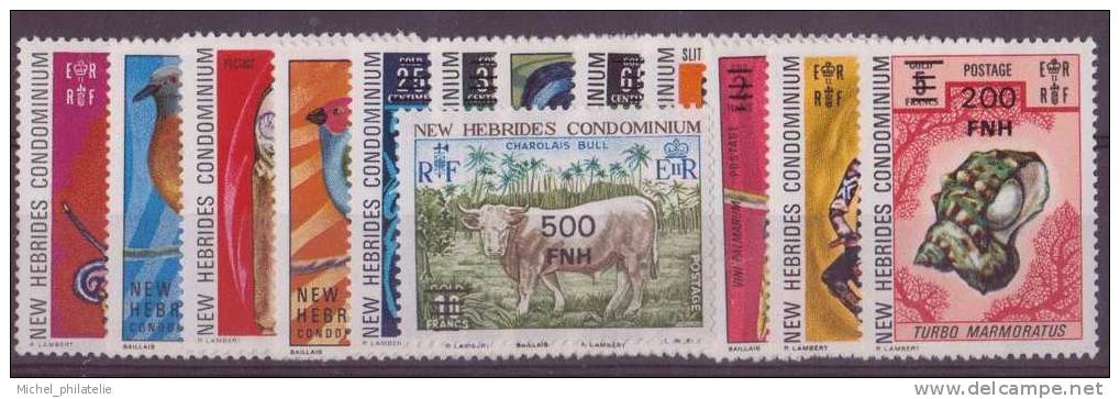 NOUVELLES-HEBRIDES N°463/75** NEUF SANS CHARNIERE ARTS INDIGENE SURCHARGE LEGENDE ANGLAISE - Unused Stamps