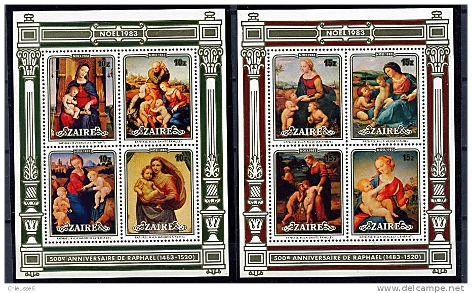 Zaïre ** Bloc N° 32/33 - Noël. Tableaux De Raphaël - Unused Stamps